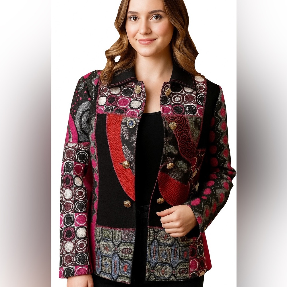 Mistror Image Patchwork Blazer XL Multicolor Dopa… - image 1